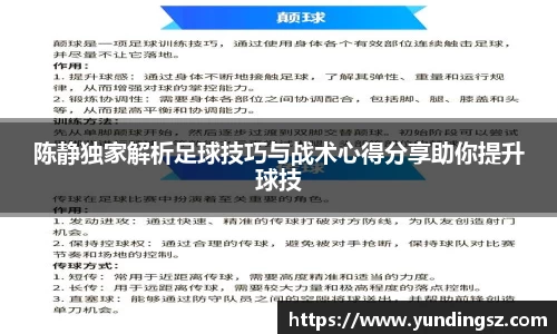 陈静独家解析足球技巧与战术心得分享助你提升球技