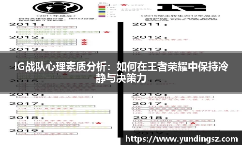 IG战队心理素质分析：如何在王者荣耀中保持冷静与决策力